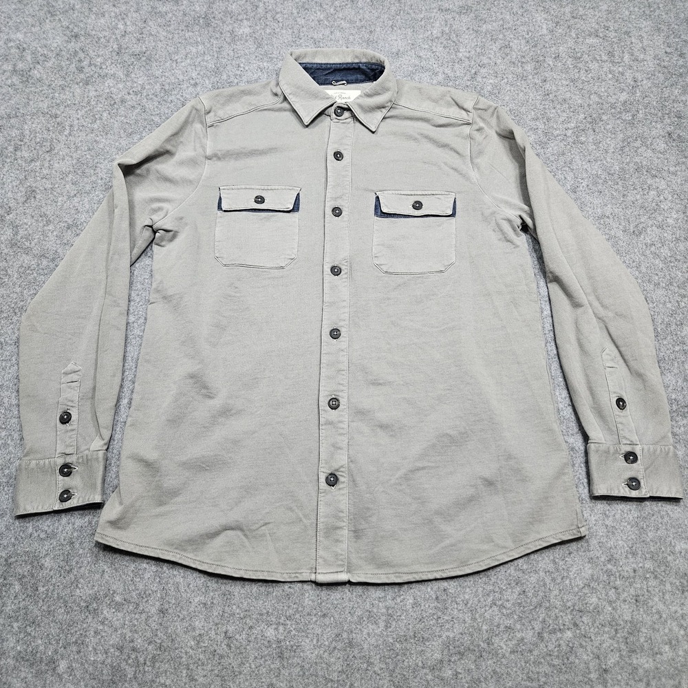 Old Ranch Mens‎ Medium Gray Organic Cotton Long Sleeve Button Down Shirt